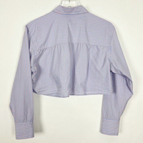 Reformation Willow Pajama Set Cropped Top Boxer Shorts Striped Blue Peach Size L - Picture 4 of 16